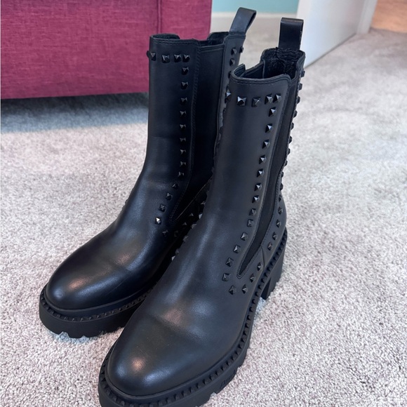 Studded Black Ankle Boots - never worn! - Picture 2 of 4